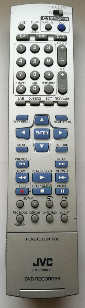 Jvc RM-SDR022E replacement remote control different look DV, HDD, DVD.
