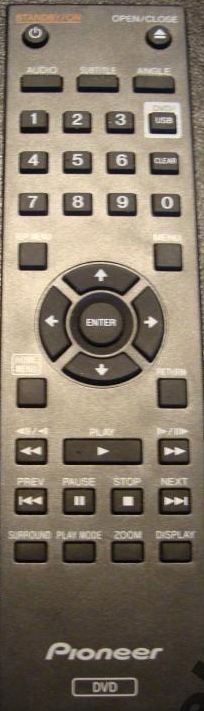 Pioneer 076E0PP041 replacement remote control different look DV-310-K , DV 410V-K DVD