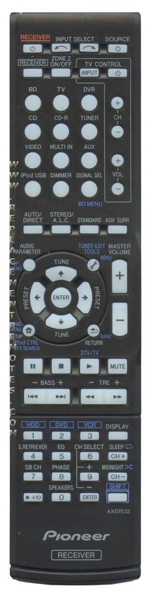 Pioneer AXD7532, 8300753200010-IL replacement remote control different look