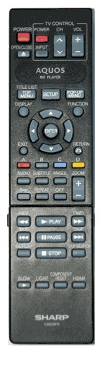 Sharp BD-HP20 replacement remote control different look