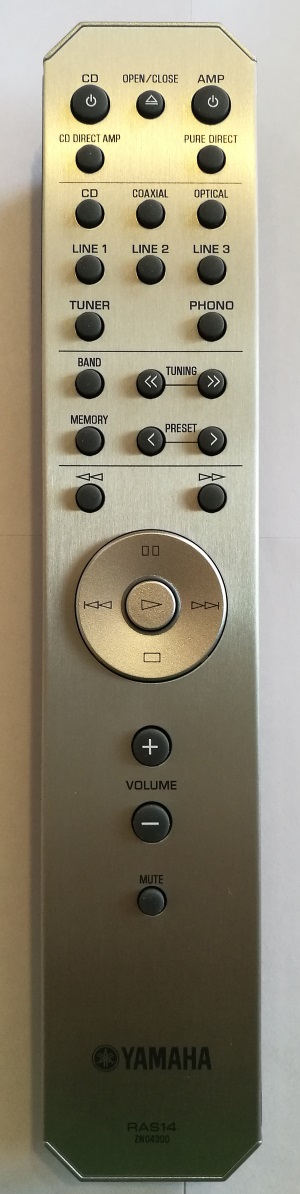 Yamaha RAS14 replacement remote control different look ZN04300