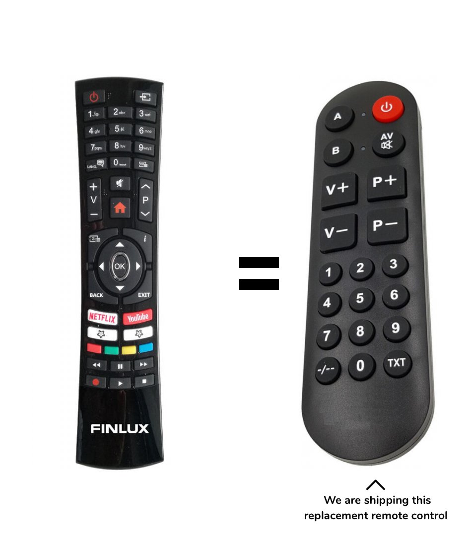 Finlux TV40FUD7060 remote control for seniors