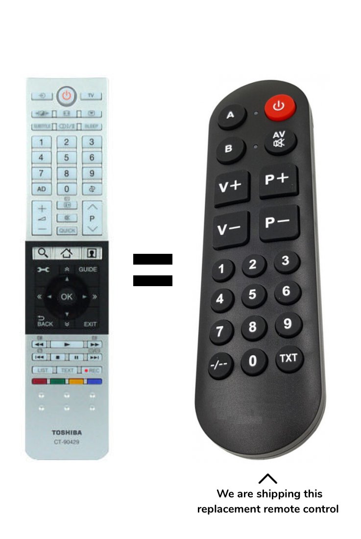 Toshiba 32L4363DG, 32L4363DN remote control for seniors
