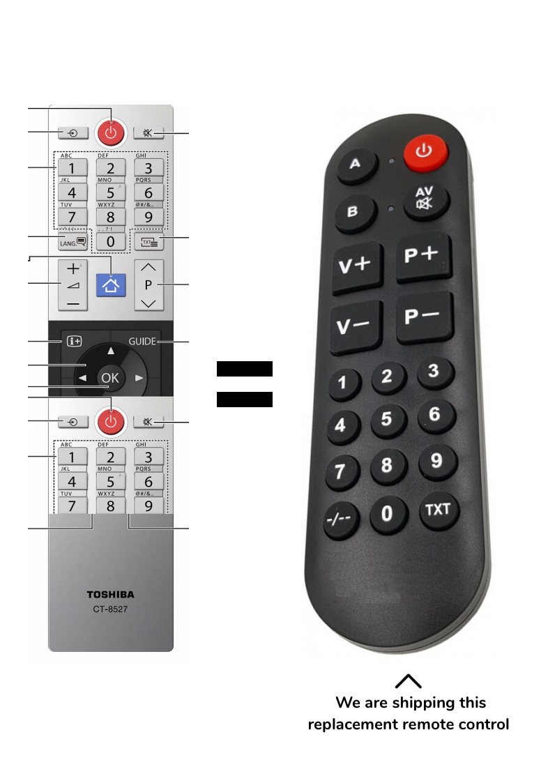 Toshiba CT-8527 remote control for seniors