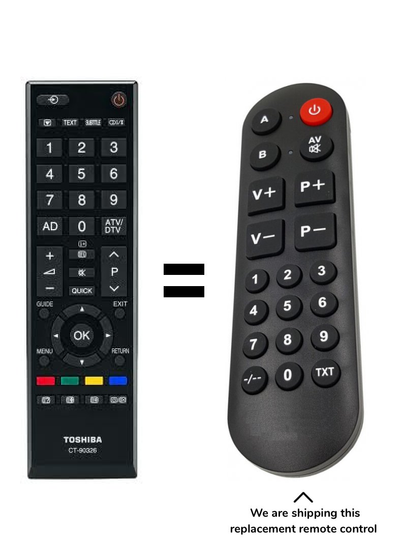Toshiba 0l2454d, 40L2454RK, 40L2454dg remote control for seniors