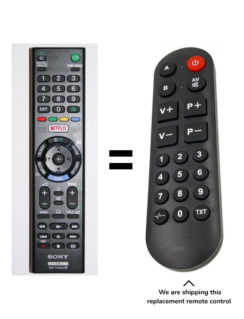 Sony RMT-TX102D remote control for seniors