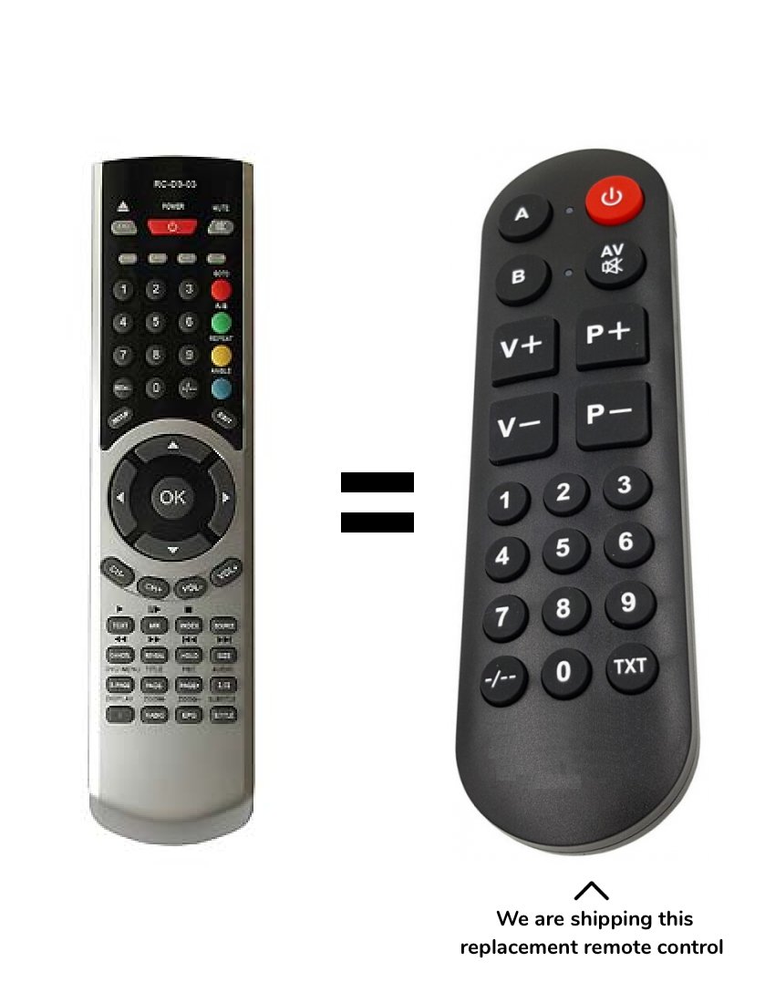 Technika TV+DVD 26-601, 19-601 15.6-601 remote control for seniors