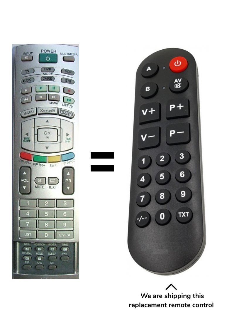 LG AKB30588001 remote control for seniors 37LC2RR, 42LC2RR, 42PC1RR