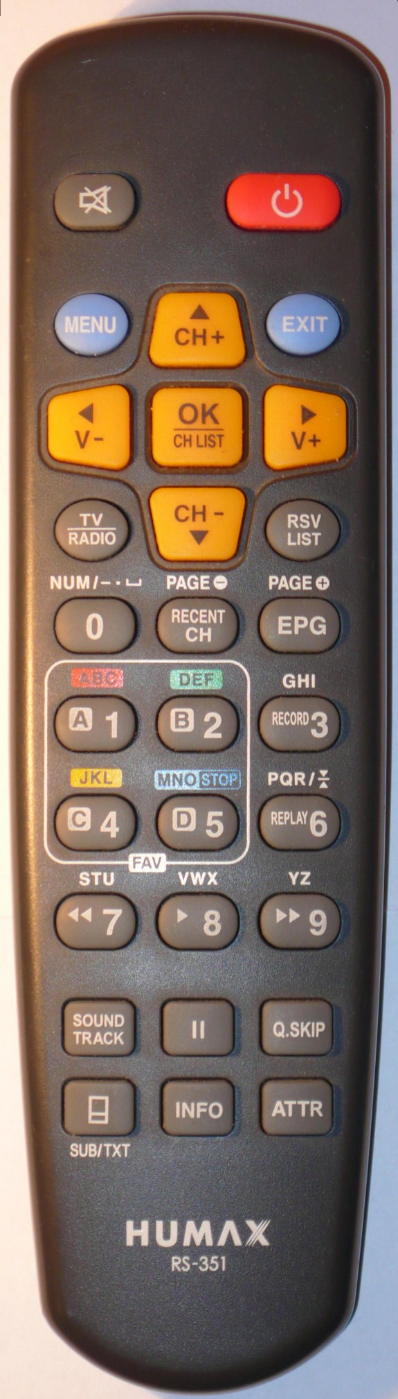Humax RS-351 RS351 replacement remote control different look.