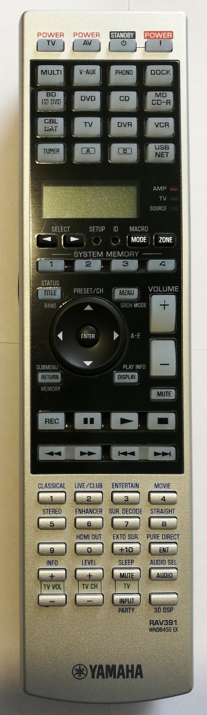 Yamaha RAV391 original remote control WN98450 EX